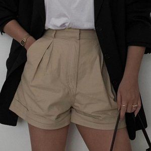 Shorts High Waist Retro The Limited Tan Khaki Size 8